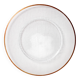 Large Vintage Glass Plate, Patterned Crystal Platter with Bronze Rim. Italy