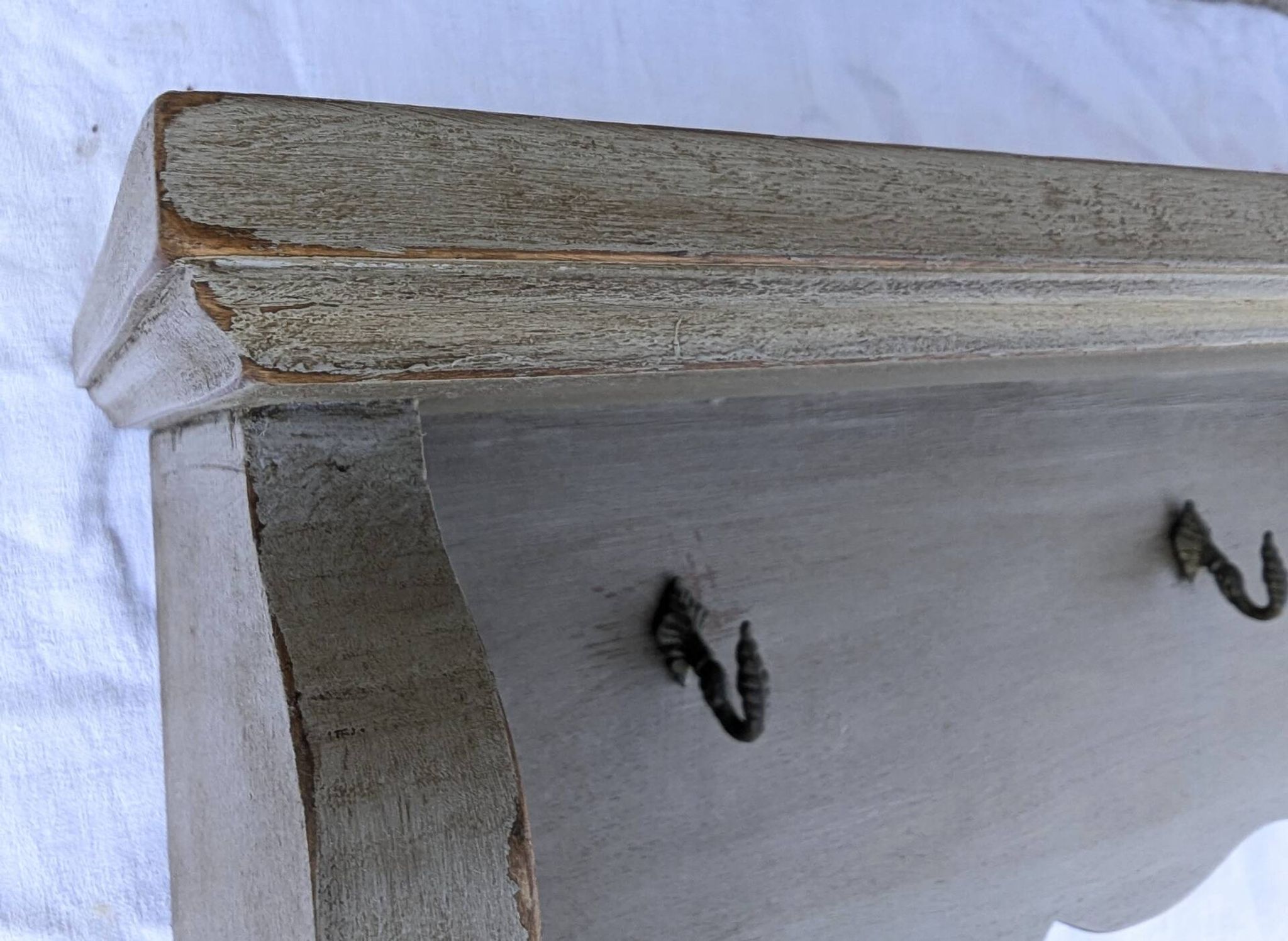 Vintage Wall Shelf Coat Rack Solid Oak Shabby Chic Finish