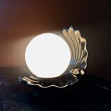 Opal globe shell lamp and black ceramic
