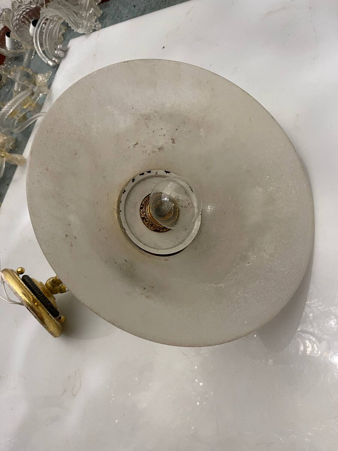 Lot de 10 grandes appliques en laiton et verre de Murano