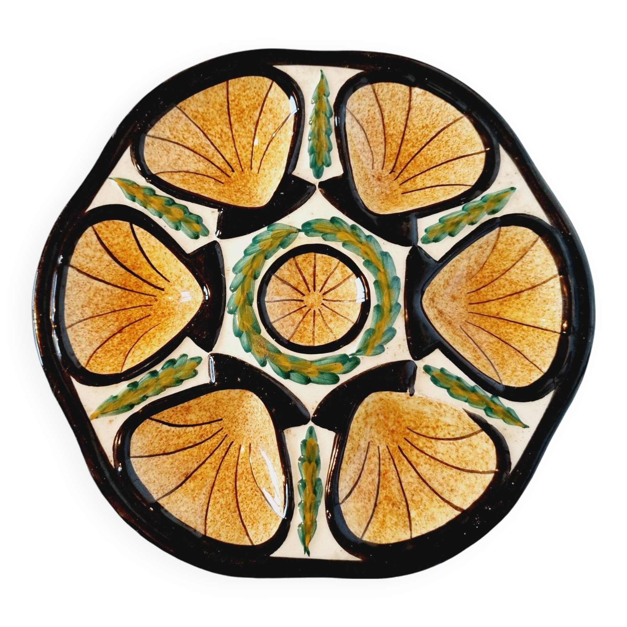 St Jean de Bretagne 1960s French ceramic oyster dish mid century style