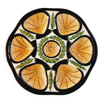 Plat à huîtres en céramique style milieu du siècle St Jean de Bretagne des années 1960 Français