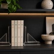 Serre-livres en méthacrylate massif – Design moderniste rare, années 1980