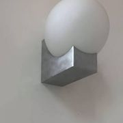 Pair of vintage wall lights, brushed metal and opaline, France 1970