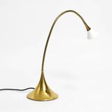 1980s brass halogen table lamp by Florian Schulz model Esa with gooseneck