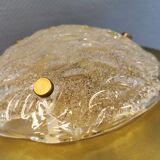 Wall/ceiling lamp, made in brass and white lacquered metal with frosted solid glass shade