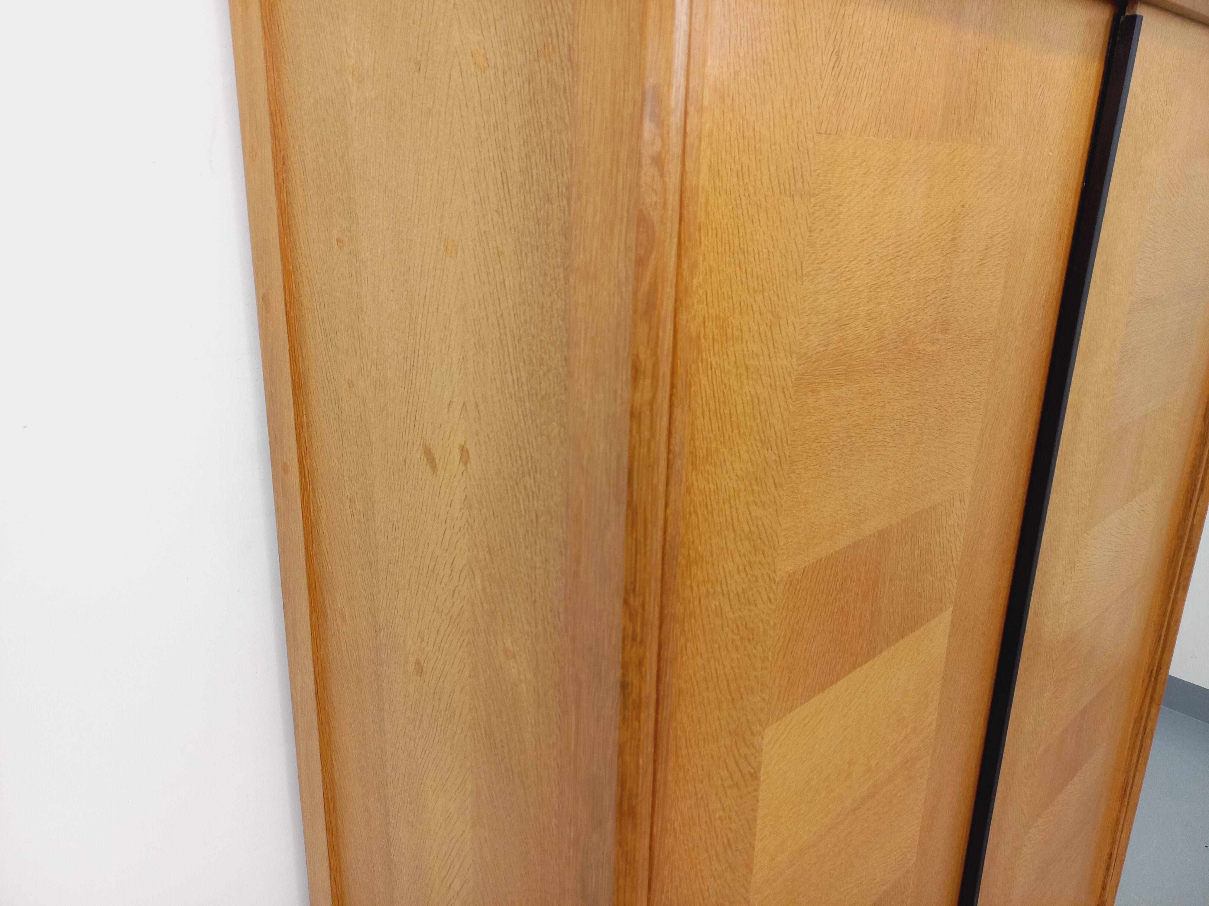 Vintage Guillerme et Chambron wardrobe in solid oak from the 60s