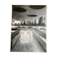 Photograph black and white silver print circa 1970 building hall
