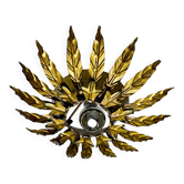 Plafonnier ou applique florale en feuillage en forme de soleil, France, années 1970