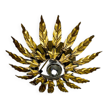 Sunburst foliage floral ceiling light or wall light, France, 1970s