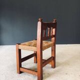 Oak & Rope Travail Populaire Side Chair, Belgium, 1950s