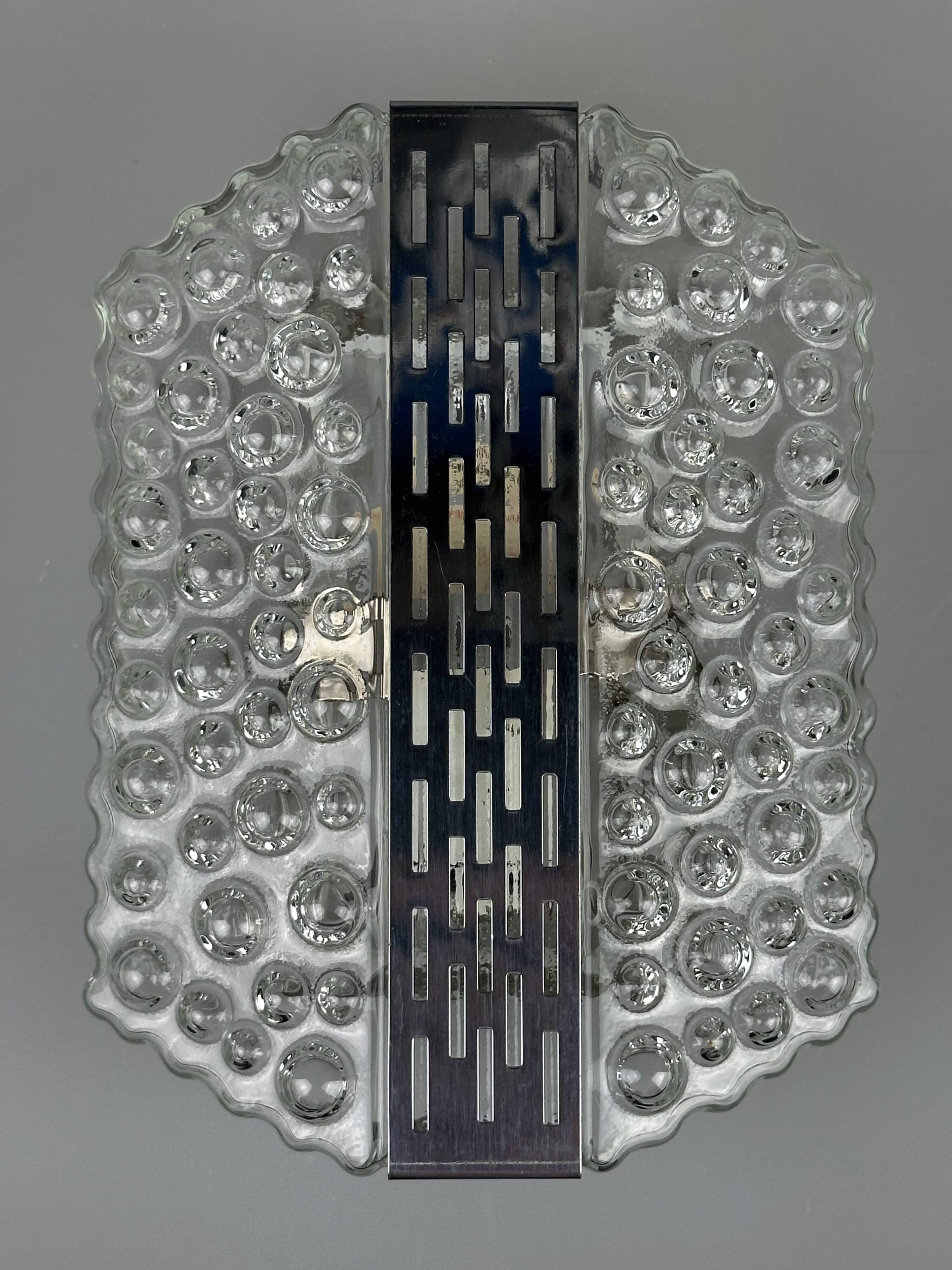 1960s/70s Bubble Wall Lamp, Chrome & Glass, Space Age by Hustadt Leuchten