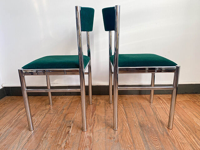 Lot of 4 green velvet chairs