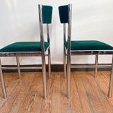 Lot of 4 green velvet chairs