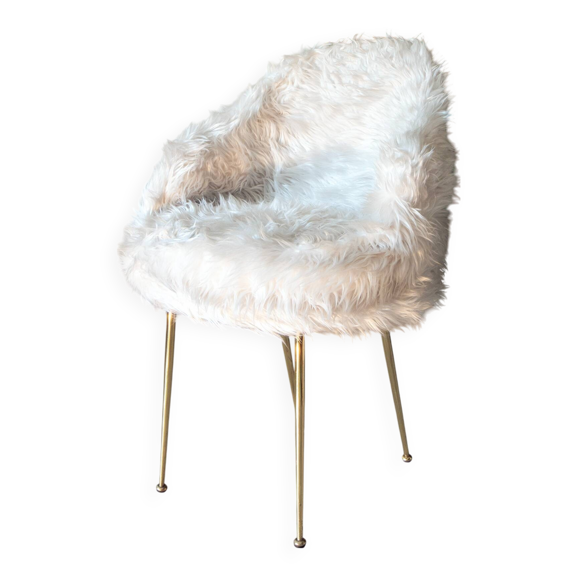 Ivory white fur armchair, 1970
