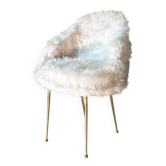 Ivory white fur armchair, 1970