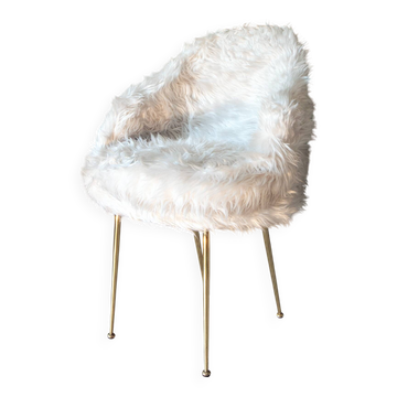 Ivory white fur armchair, 1970