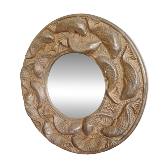 Wall-mounted mirror with silver fish by Alan Wallis Designs from the 1980s.
