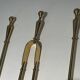 Neoclassical Fire Necessary in Polished Brass on Columnar Base Support
