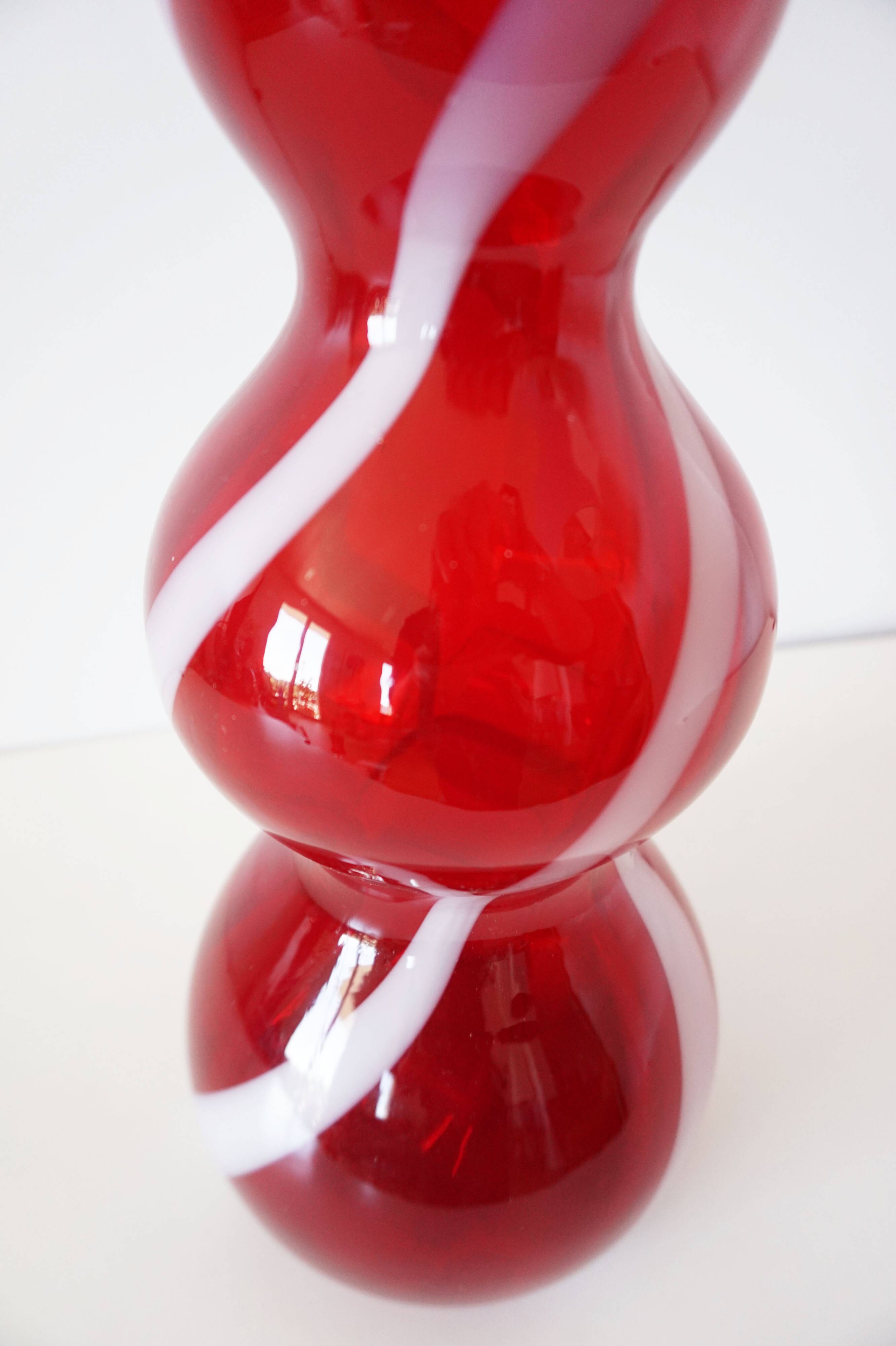 Italian carafe, blown glass, red Empoli.