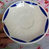 Ancient cup and saucer K-G Luneville - Geometric blue fruit stencil pattern