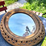 Miroir ovale en rotin
