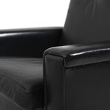 Mid Century Danish black Leather Sofa Set