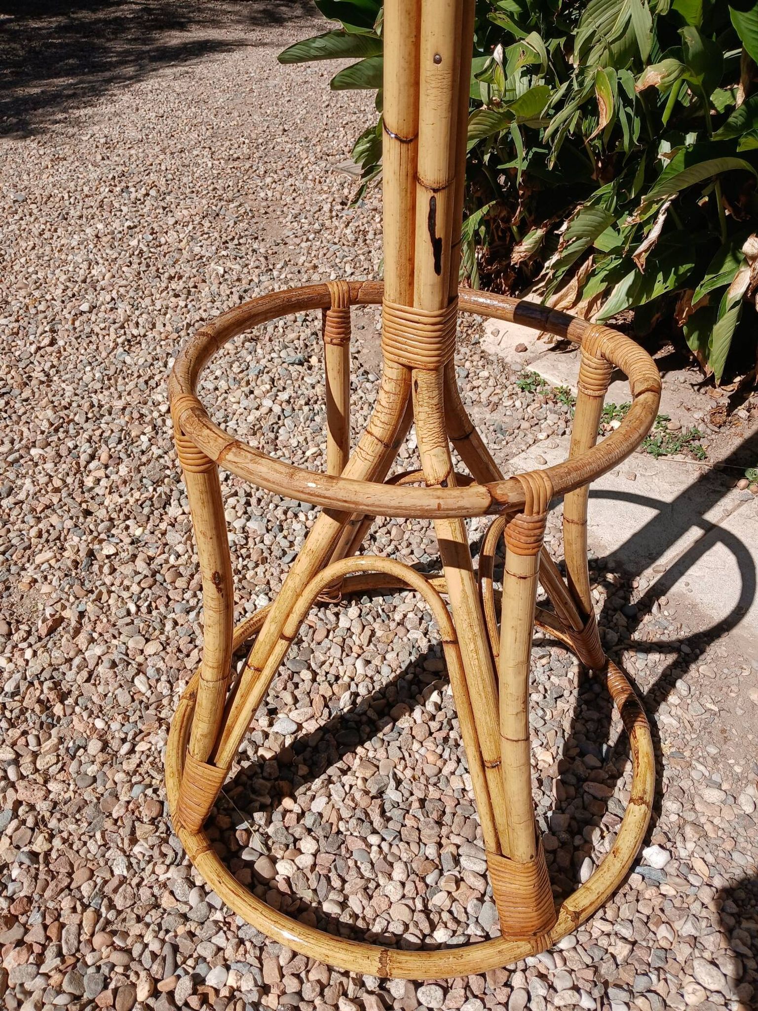 Vintage coat rack in bamboo and rattan
