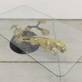 Panther table in bronze, brass and marble 1970
