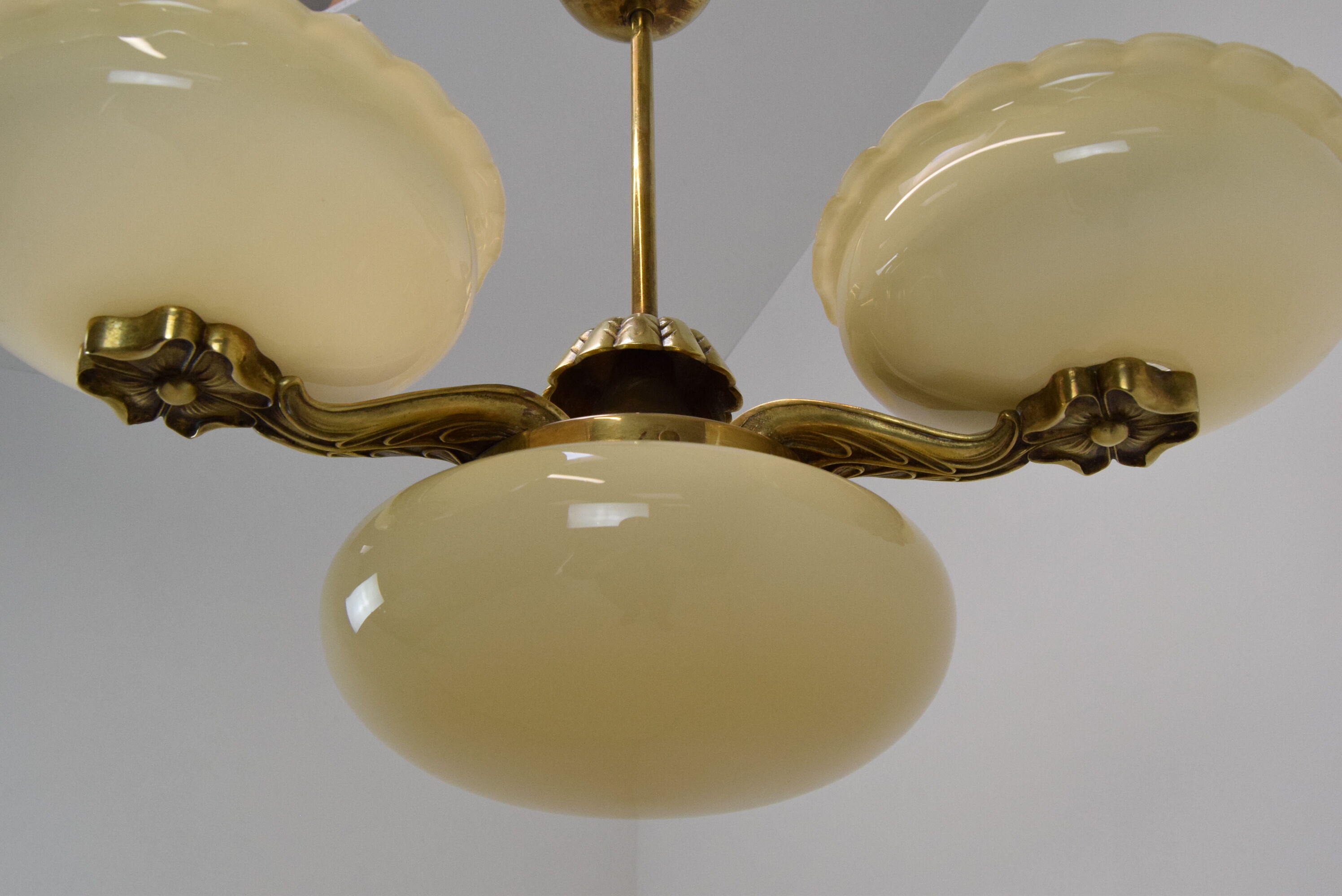 Art deco rare Brass Chandelier,1930's.