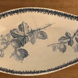 Soupière ravier and dish old blue porcelain Sarreguemines model Groseilles