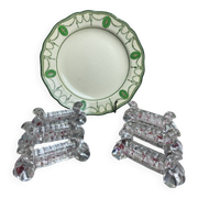 Set of 6 antique molded glass knife rests