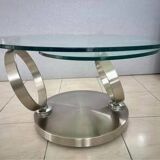 Table basse avec plateaux en verre dépliables