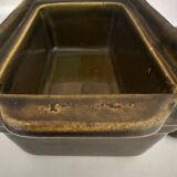 Vintage green majolica butter dish