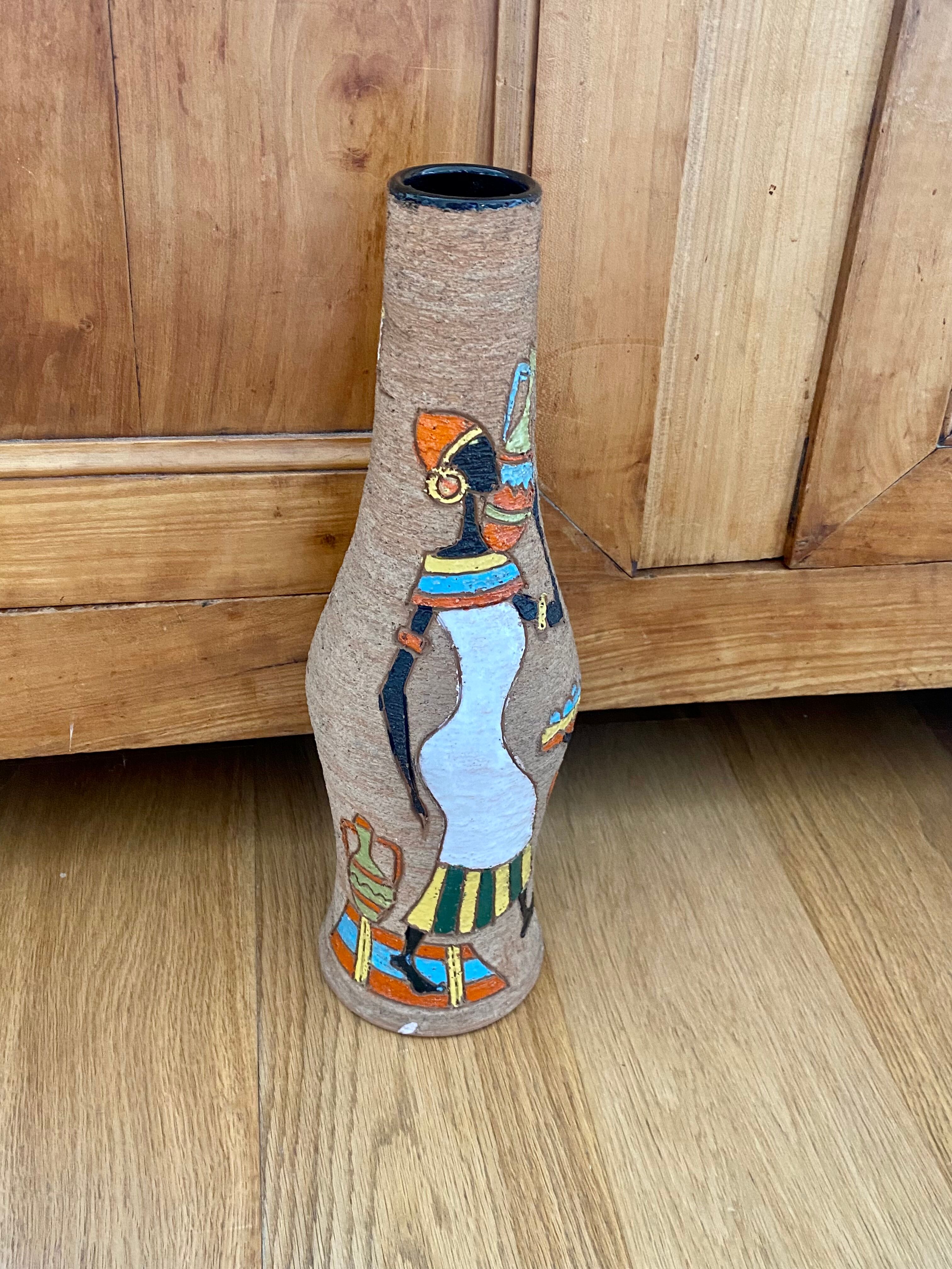 Very large vase Fratelli Fanciullacci scarified ceramic