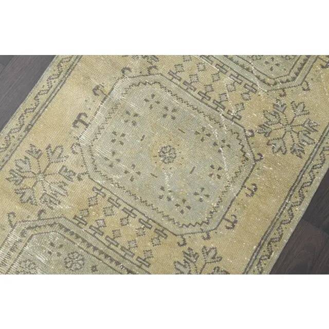 1970s Turkish Oushak Handmade Wool Cotton Orange Runner Rug 93x332
