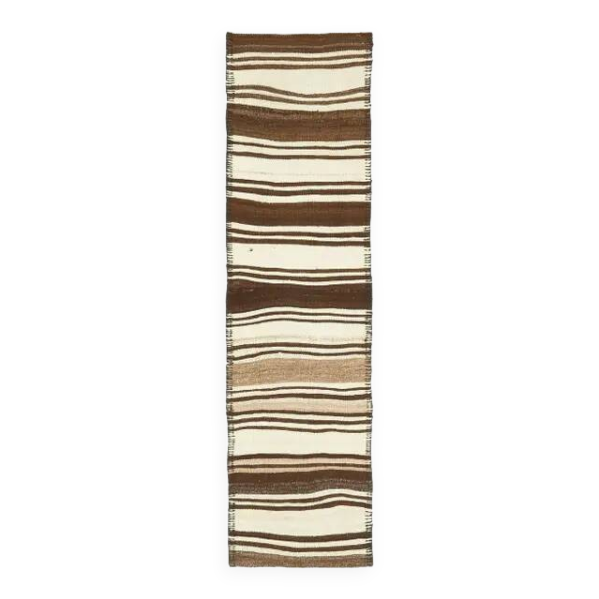 Vintage Turkish Oushak Handmade Cotton Beige Wool Runner Rug 71x275