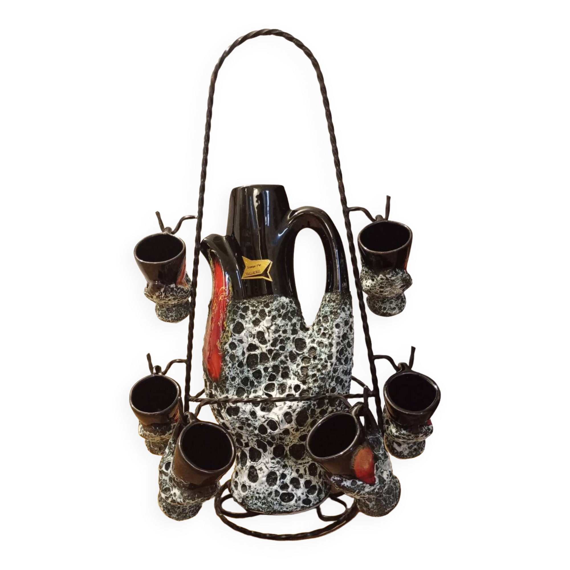 Fat lava ceramic liquor service by vallauris, france