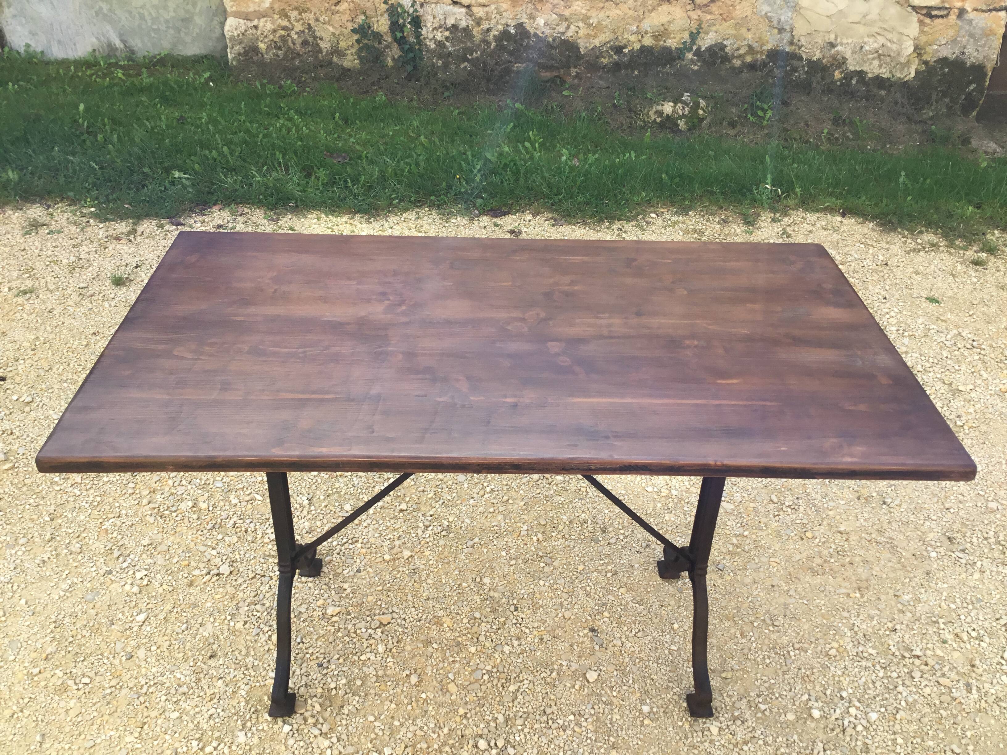 Cast iron and wood bistro table