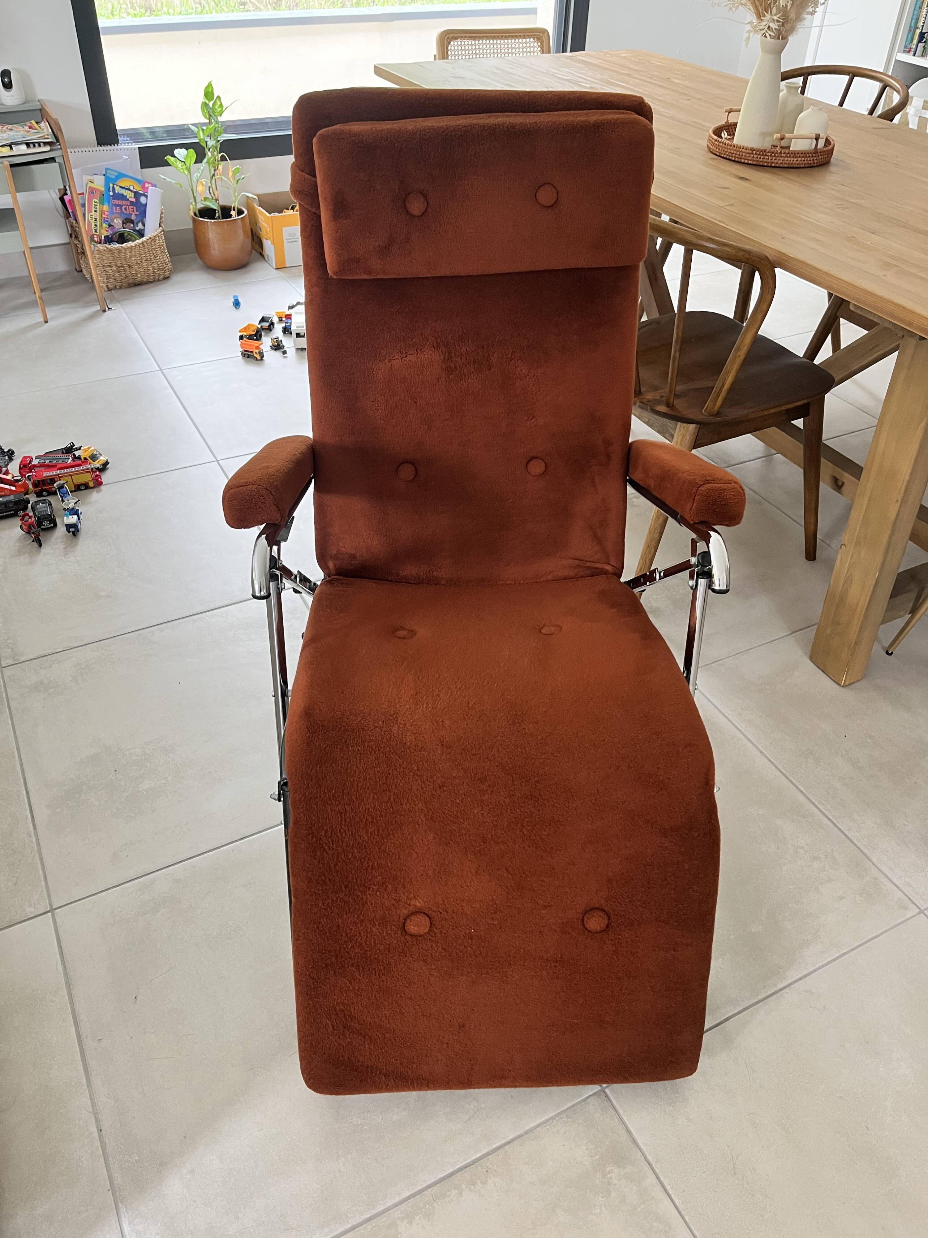 Vintage Pierson velvet reclining armchair – 1970s/80s