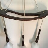 Teak and opaline chandelier Rispal