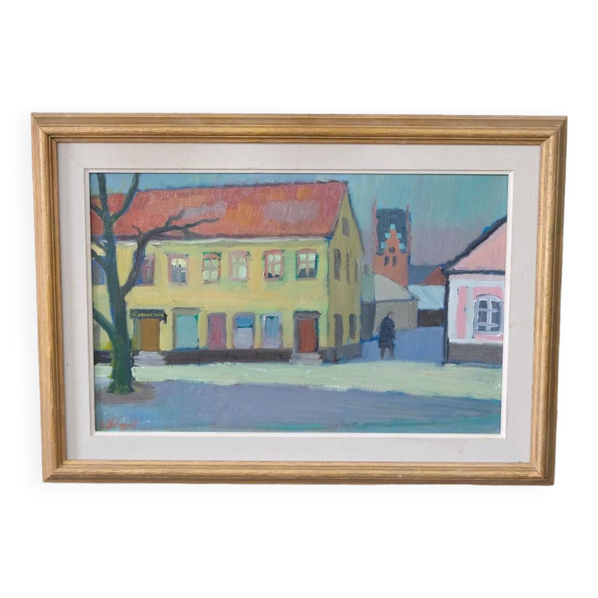 Sigvard Holmqvist, Swedish Modern Oil Painting, 1960s, Framed