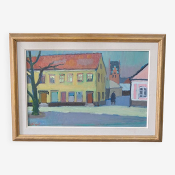 Sigvard Holmqvist, Swedish Modern Oil Painting, 1960s, Framed