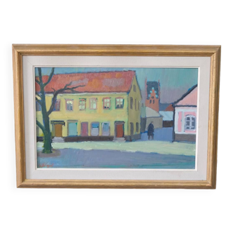 Sigvard Holmqvist, Swedish Modern Oil Painting, 1960s, Framed