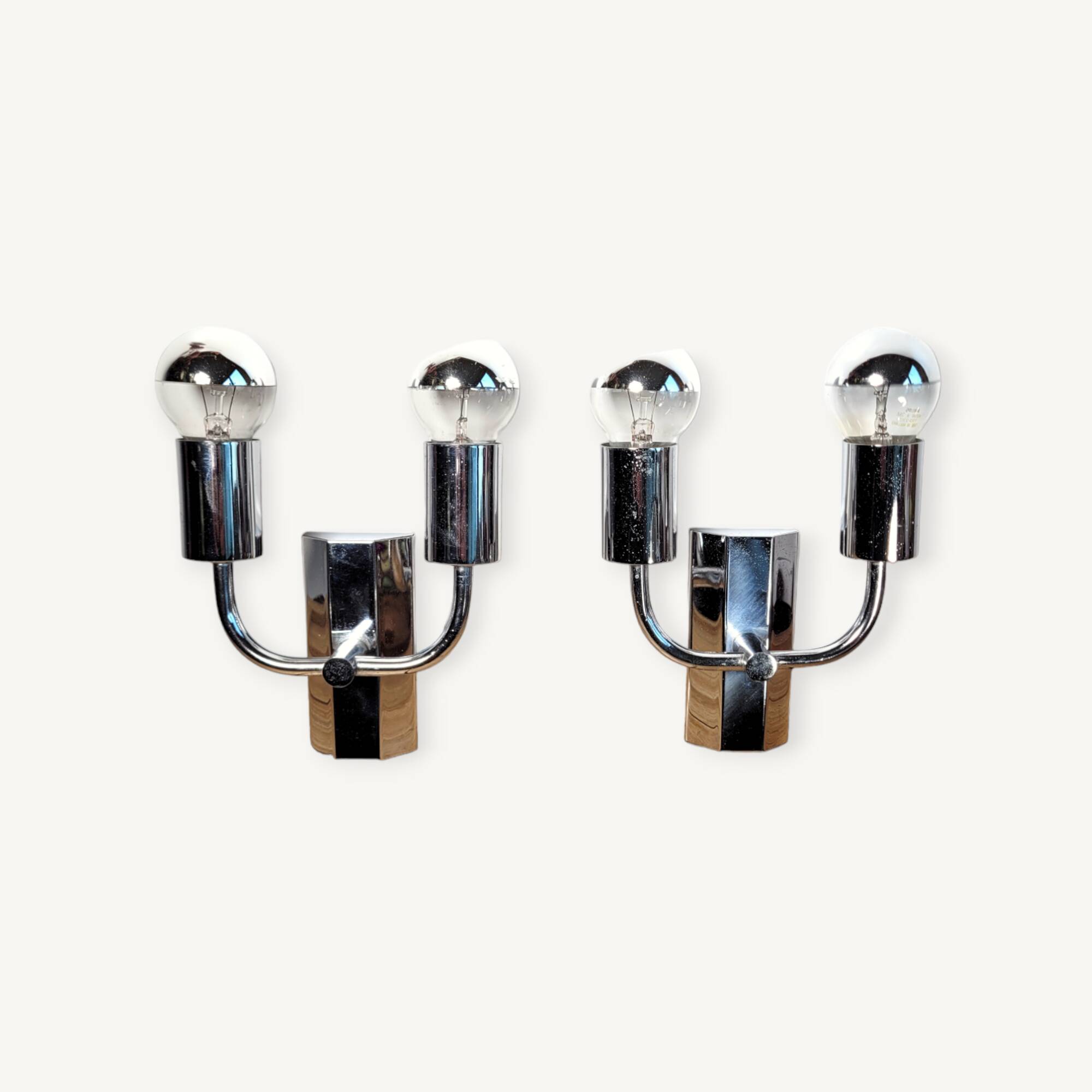 Pair of 1970 chrome wall lamps