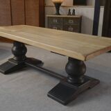 Antique monastery table in solid oak, dovetail joint, 20th century