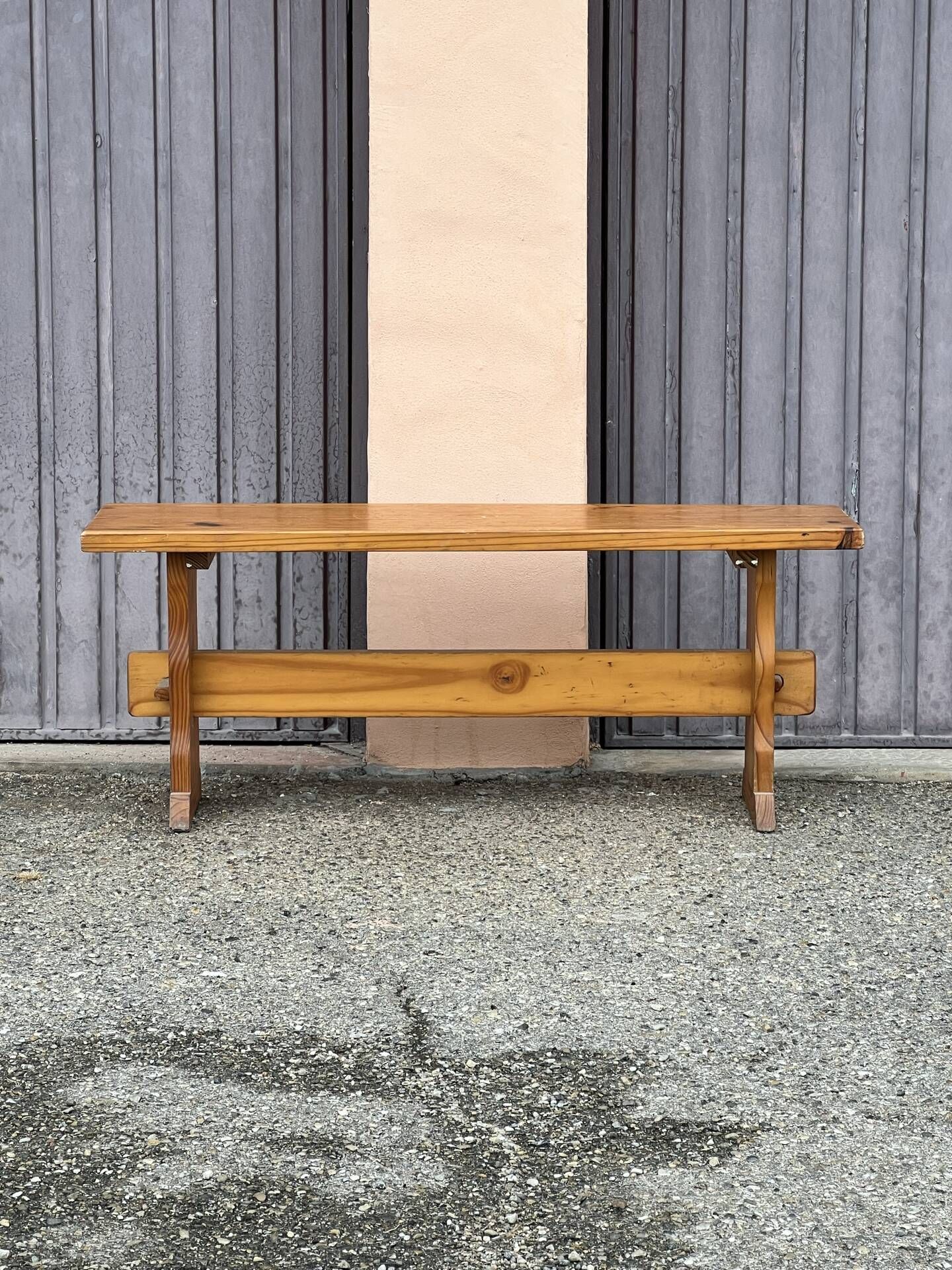 Solid wood bench, French craftsmanship, 113cm