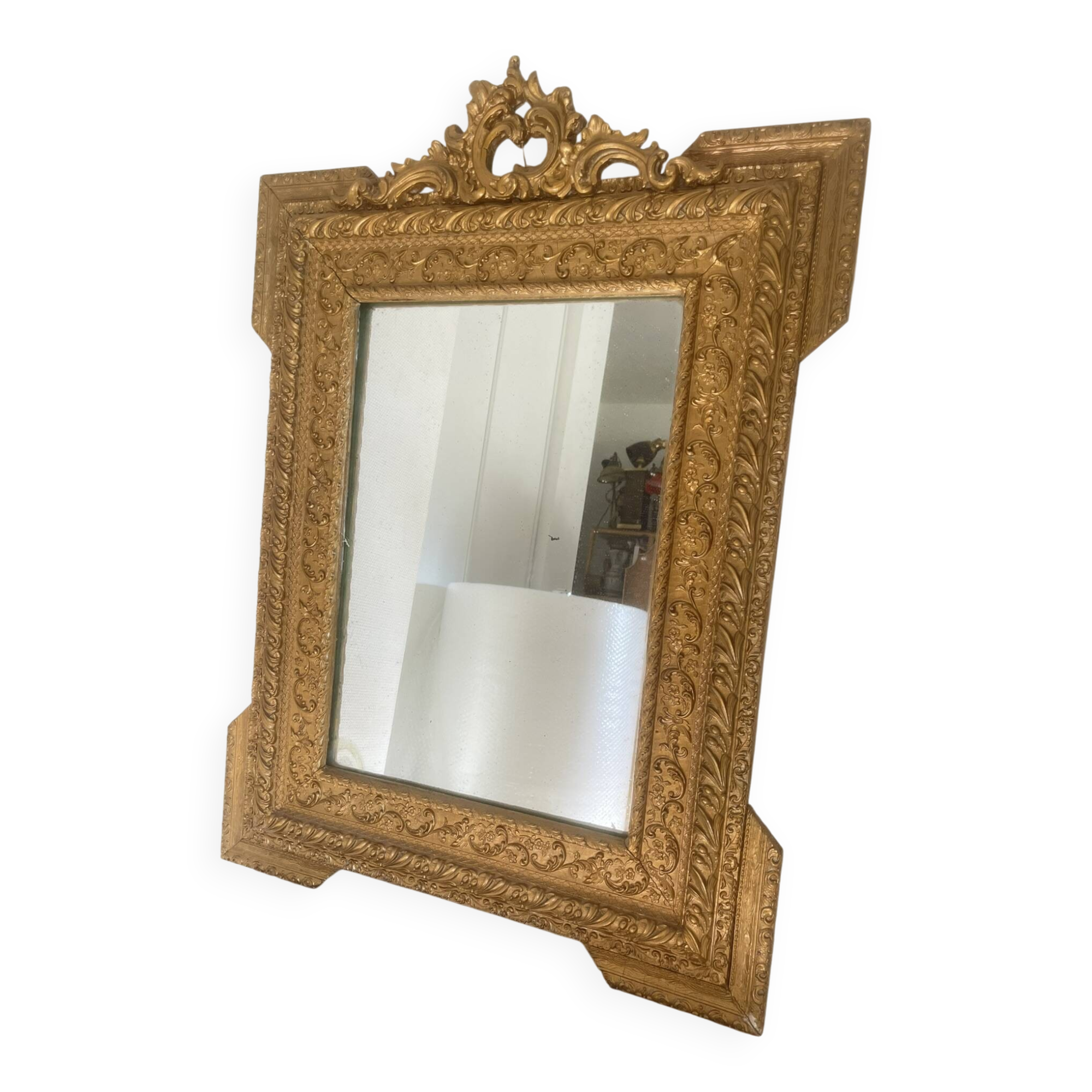 Antique Gilded Mercury Wall Mirror Napoleon III 71x57cm