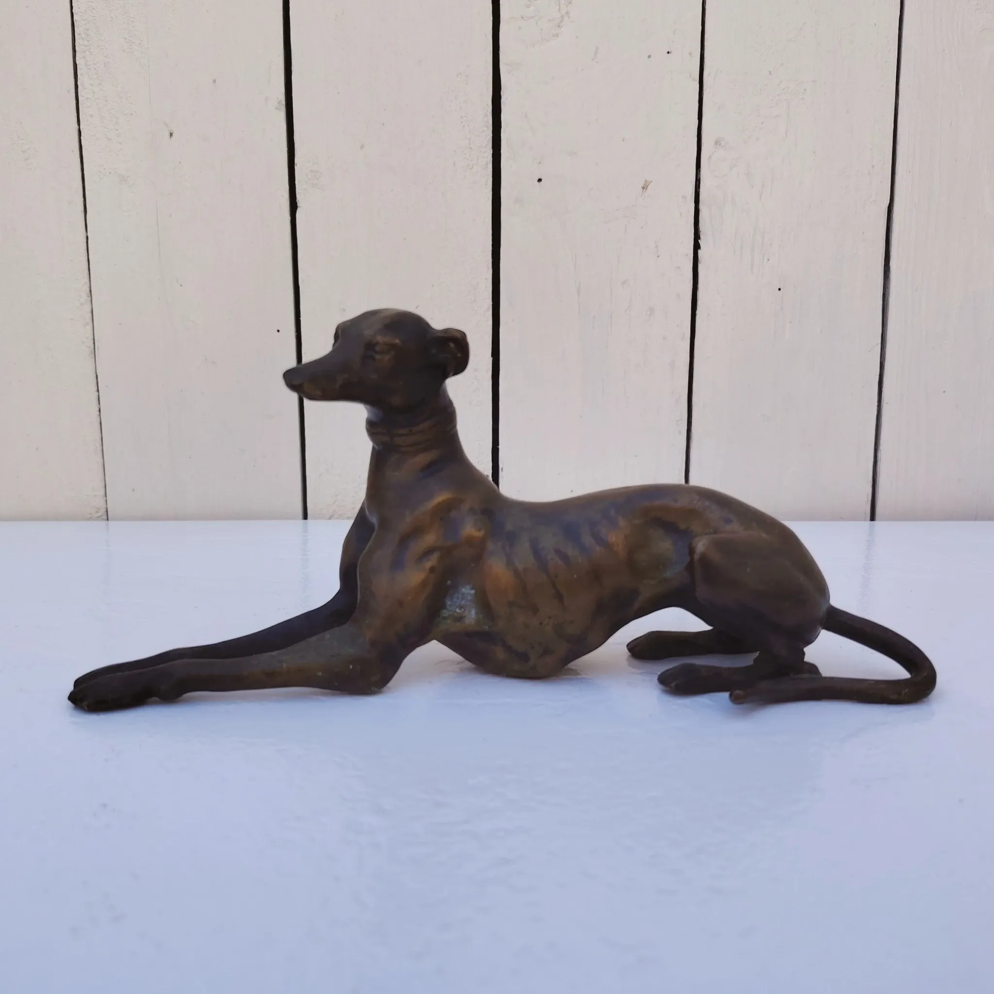 Chien lévrier en bronze, art déco, décoration vintage