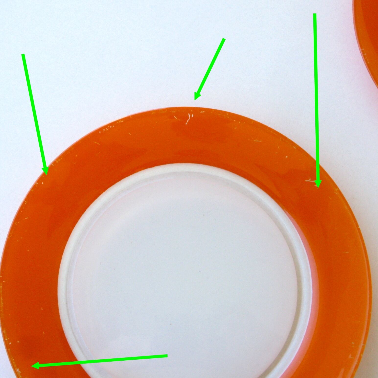 Set of 4 flat plates duralex vintage orange - diameter 23cm